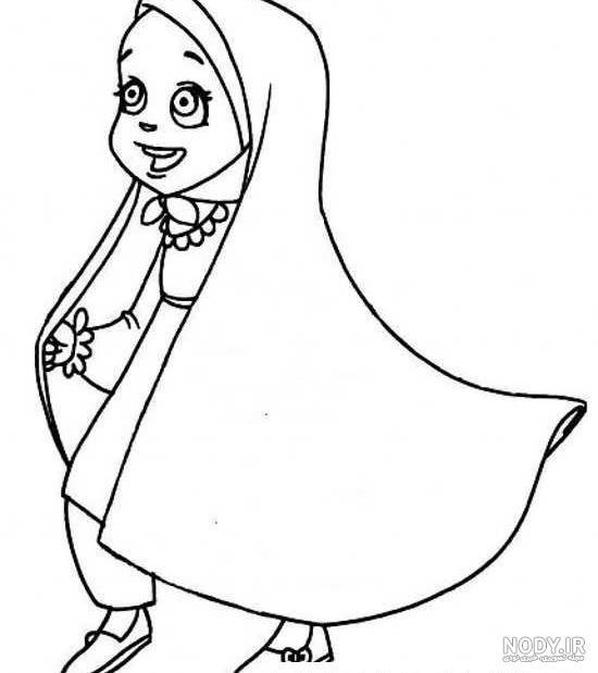 عکس نقاشی دختر بچه با حجاب