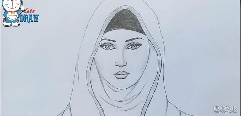عکس نقاشی زن با حجاب