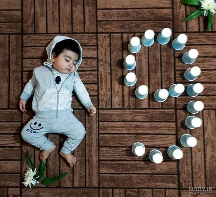 ایده عکس ماهگرد نوزاد با بادکنک