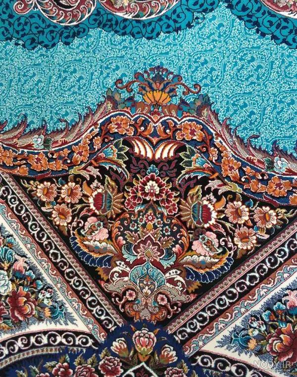 فرش فیروزه ای کرم