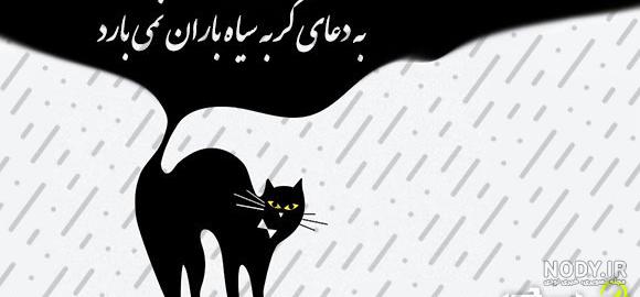 عکس نوشته با دعای گربه سیاه بارون نمیاد