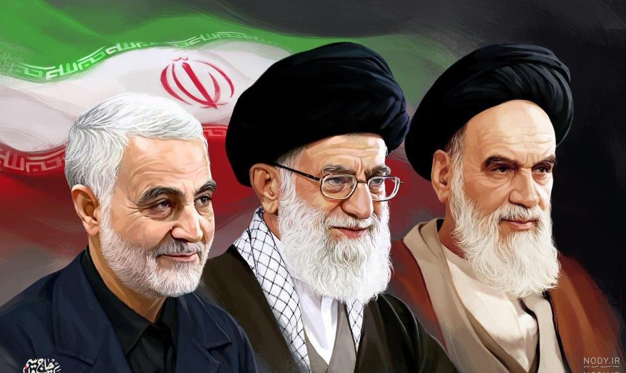 عکس سردار سلیمانی با رهبر و امام خمینی