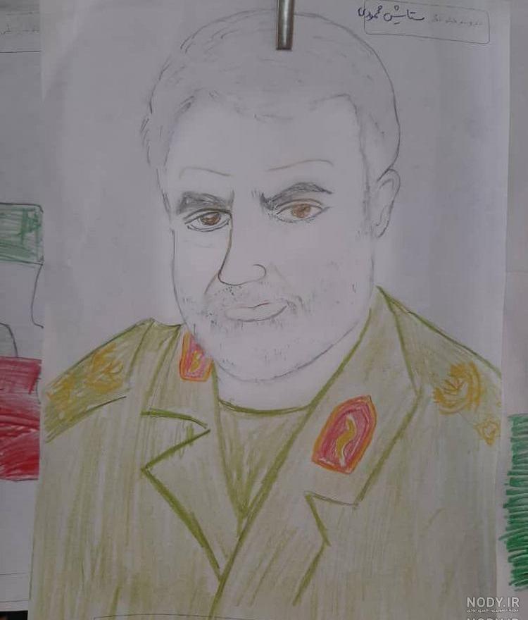 نقاشی شهید سلیمانی و احترام به پدر و مادر