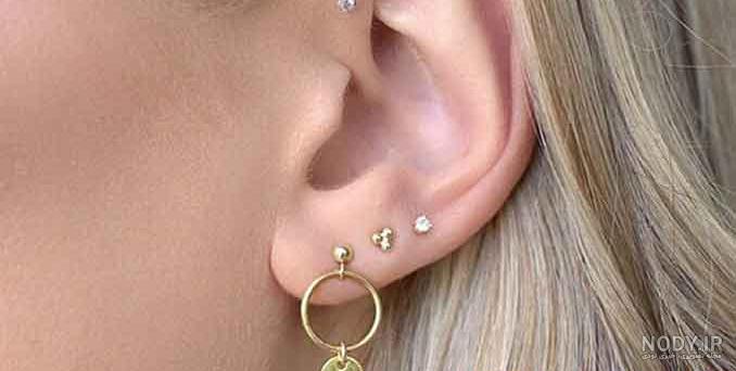 مدل گوشواره برای دو سوراخ گوش