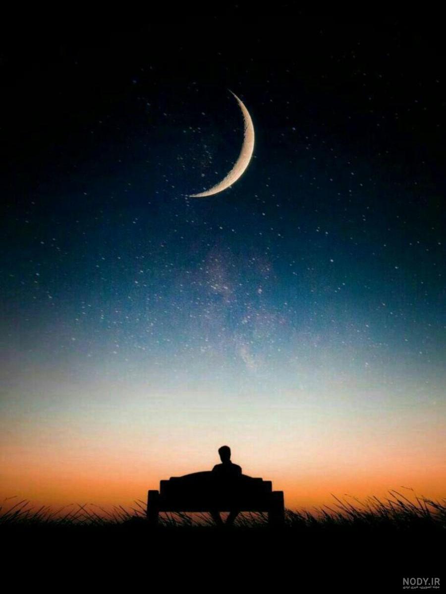 آسمان شب عکس ماه برای