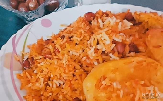 لوبیا پلو با مرغ