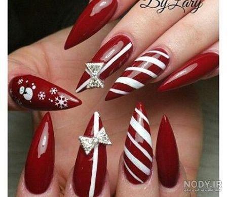 طراحی ناخن با لاک قرمز و مشکی ساده