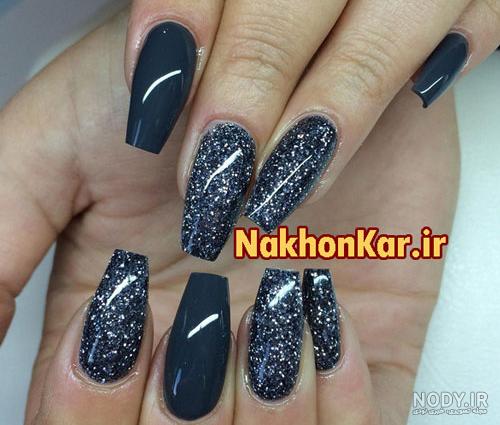 مدل ناخن کاشت سفید مشکی