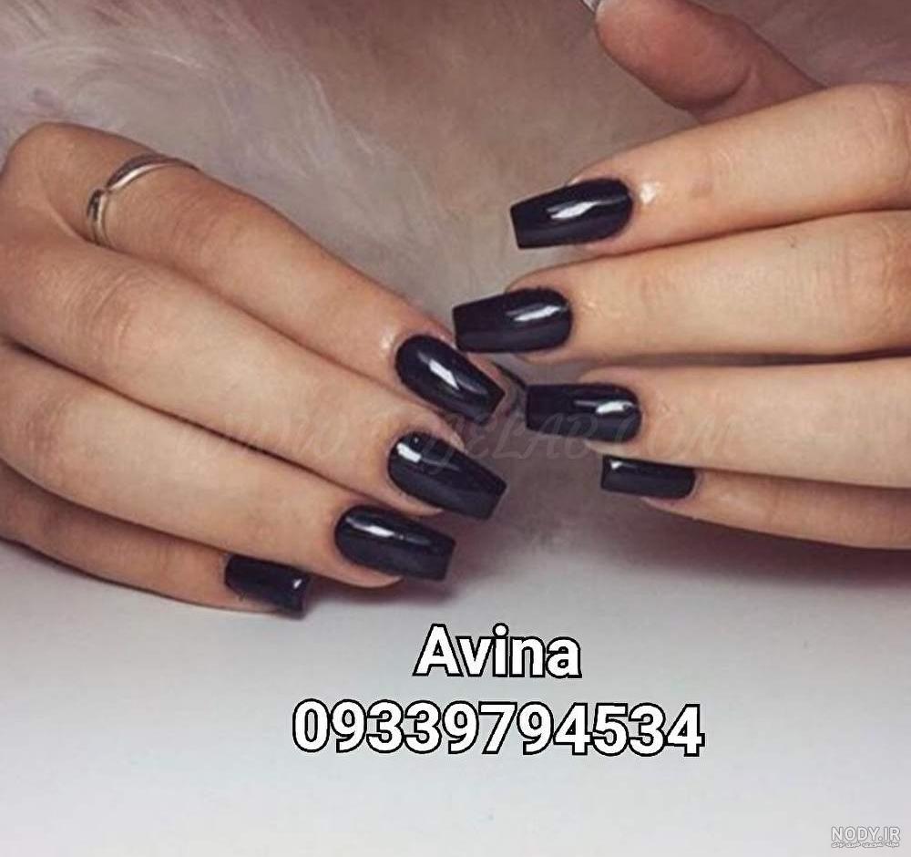 مدل کاشت ناخن دخترانه سفید مشکی