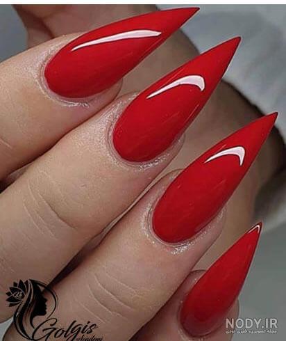 مدل کاشت ناخن قرمز و سفید