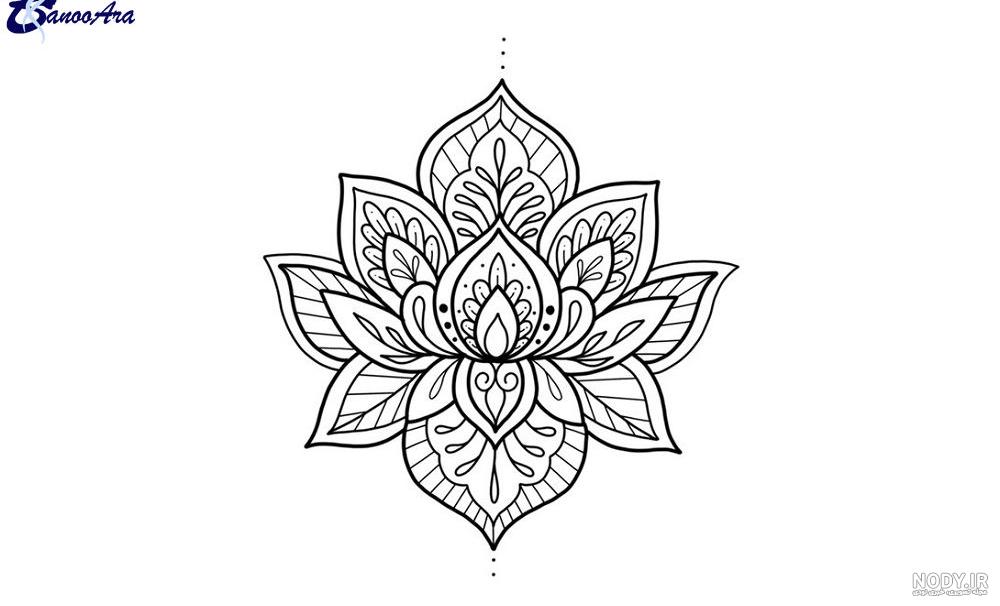 طرح خام تاتو گل و پروانه
