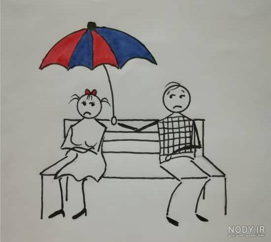 نقاشی سیاه قلم فانتزی ساده عاشقانه