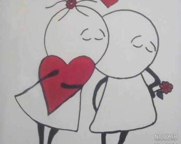 نقاشی عاشقانه فانتزی ساده با مداد