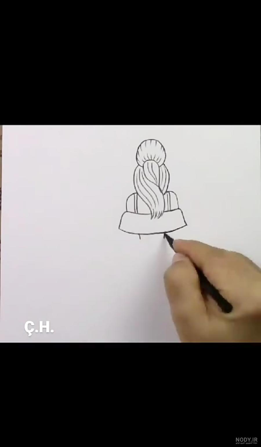 نقاشی دختر ساده و اسان