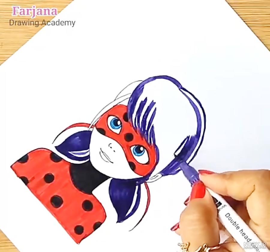 نقاشی دختر کفشدوزکی ساده و راحت