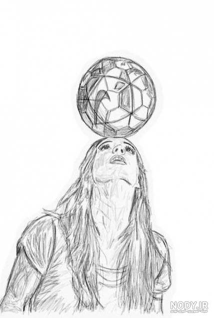 آموزش نقاشی دختر فوتبالیست