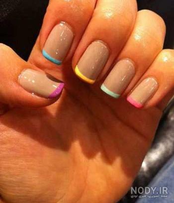 طراحی ناخن با فرنچ رنگی