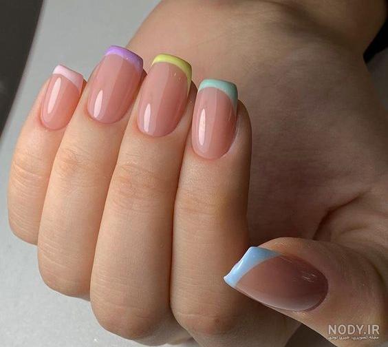 طراحی ناخن فرنچ رنگی