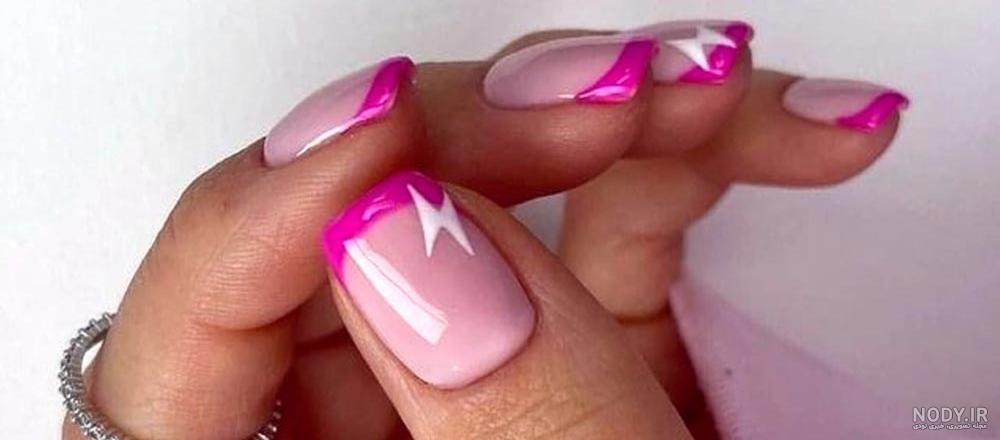 مدل ناخن فرنچ سرخابی