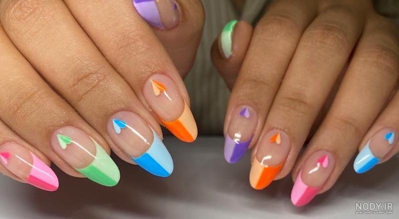 ژلیش ناخن طرح فرنچ رنگی