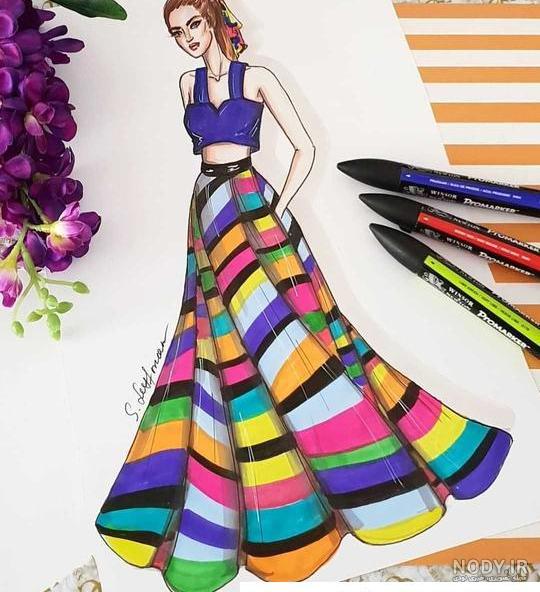 عکس نقاشی مدل لباس دخترانه عکس نقاشی مدل لباس دخترانه