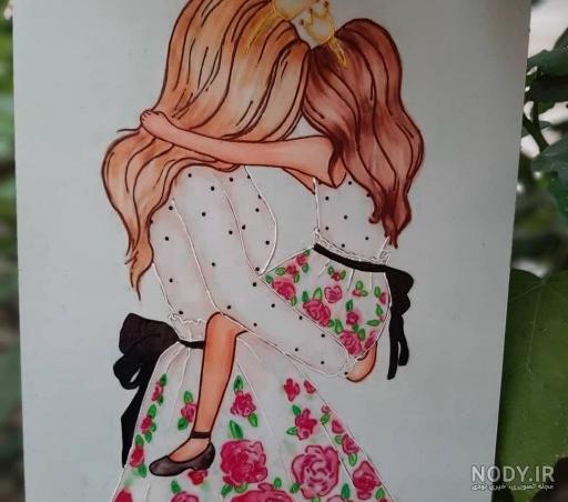 نقاشی دختر مادر