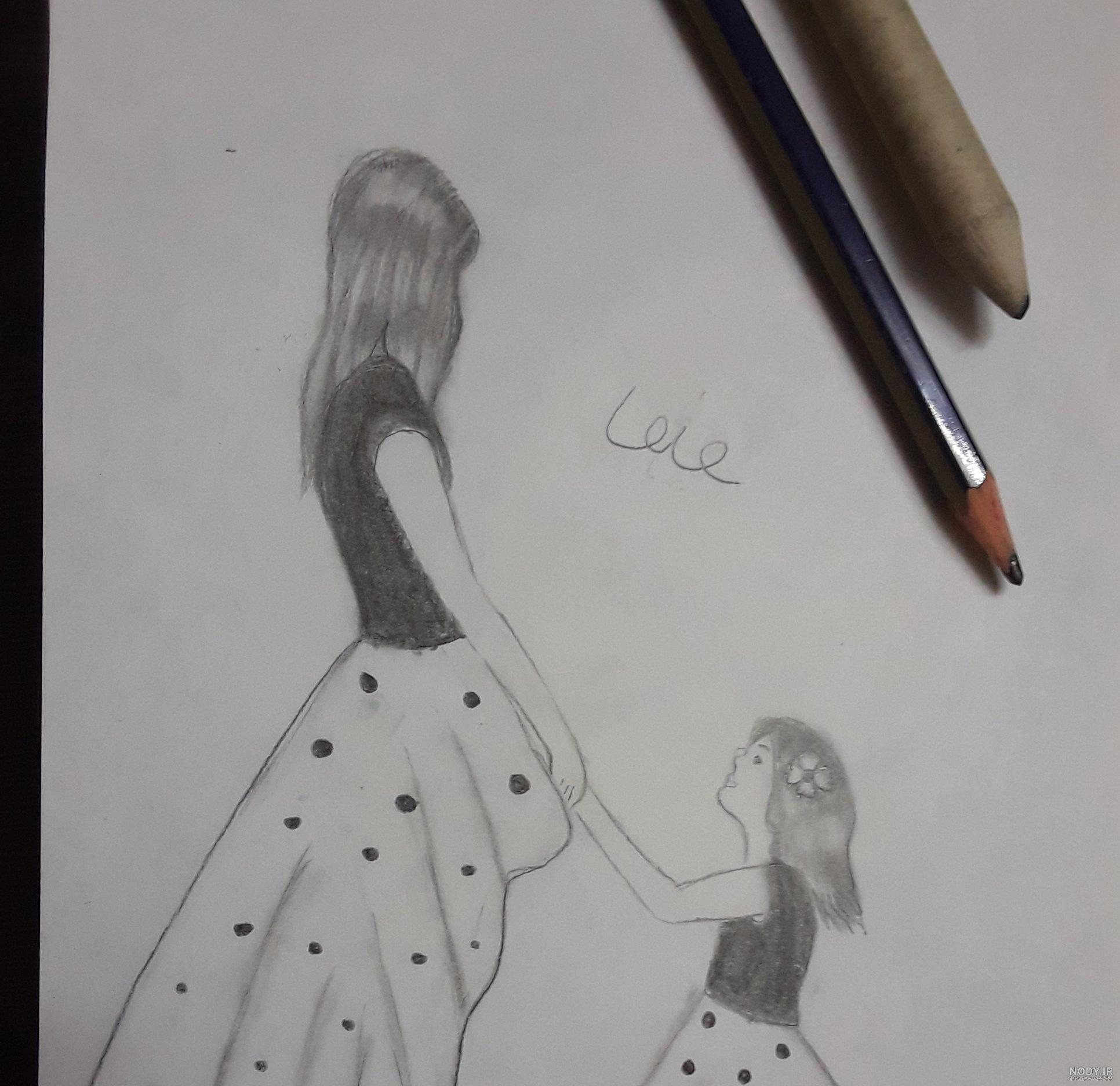 نقاشی دختر و مادری