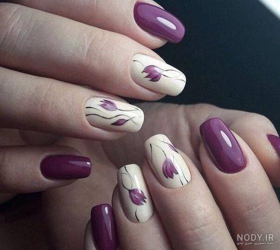 طراحی ناخن گل قرمز