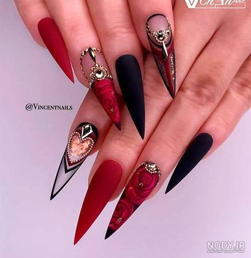 طراحی ناخن لاک قرمز و