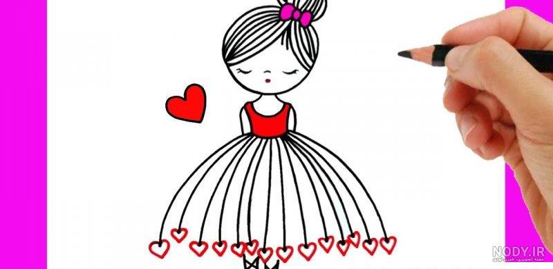 نقاشی زیبا و ساده دخترانه فانتزی