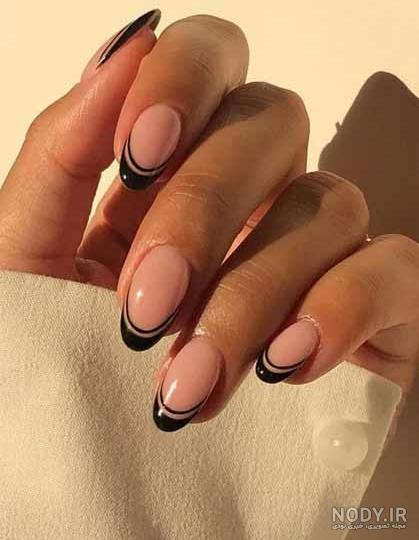 اکلیلی طراحی ناخن فرنچ رنگی