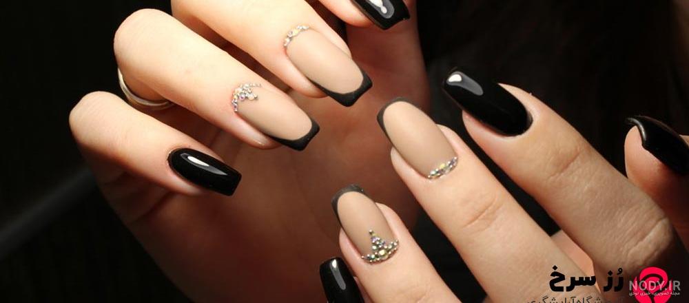 طراحی ناخن با فرنچ مشکی