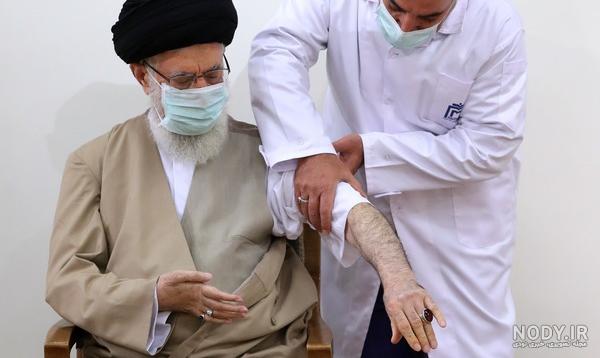 عکس رهبر انقلاب هنگام واکسن زدن