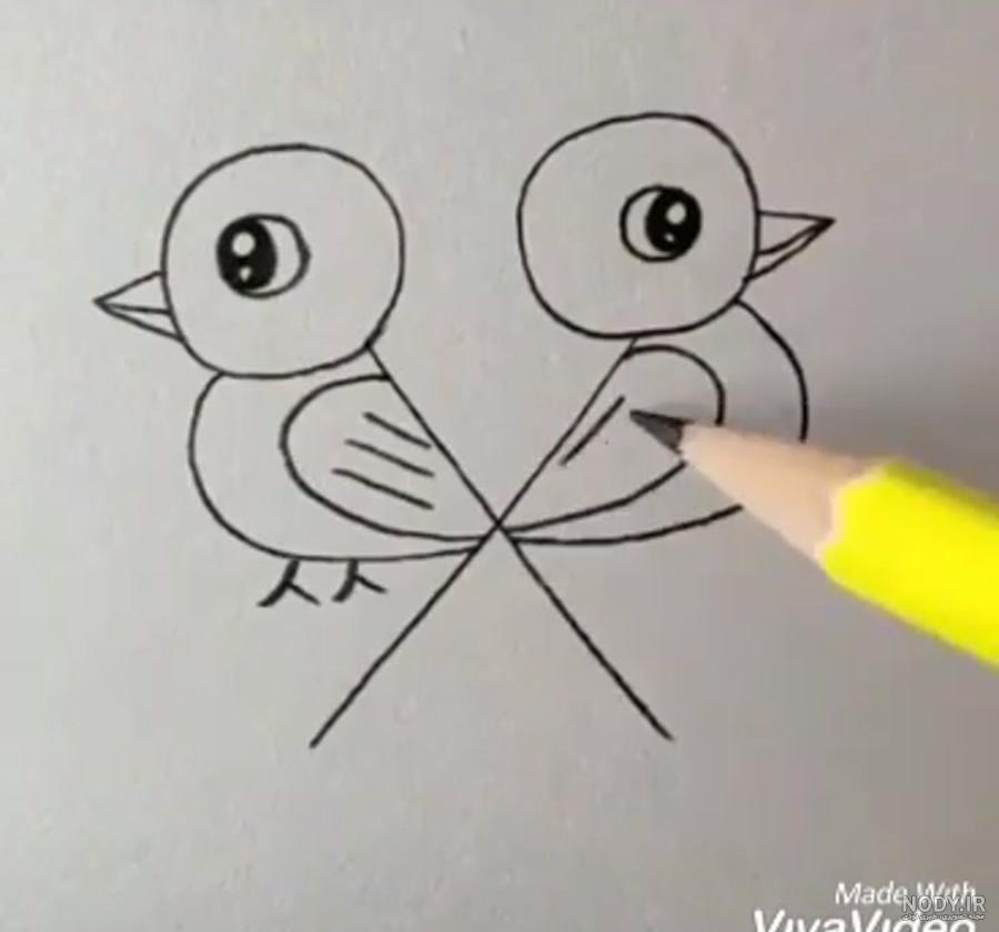 نقاشی ساده و زیبا پرنده