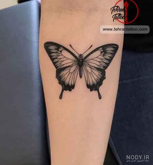 تاتو روی دست پروانه تاتو روی دست پروانه