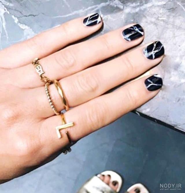 واتر ماربل طراحی ناخن ماربل