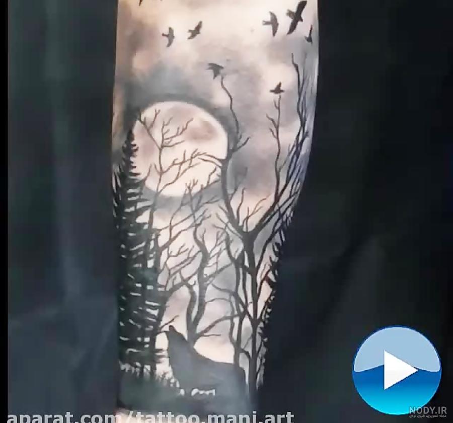 تاتو روی دست جنگل تاتو روی دست جنگل