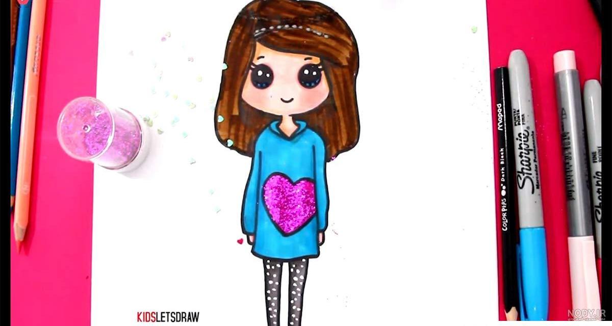 عکس نقاشی دختر ساده بچه گانه