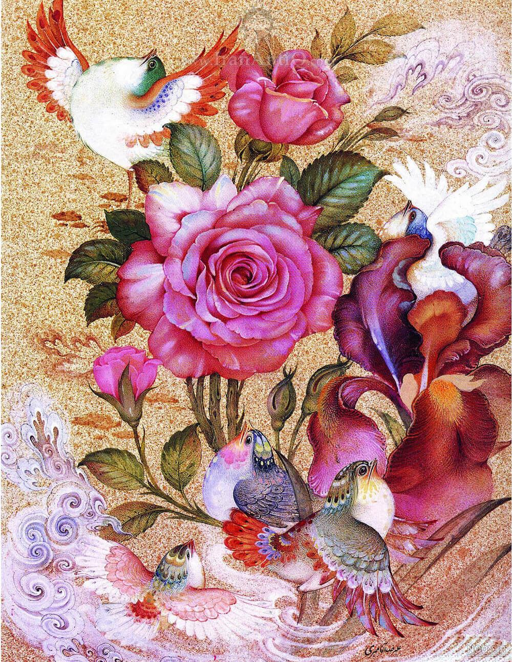 نقاشی گل کودکانه فانتزی