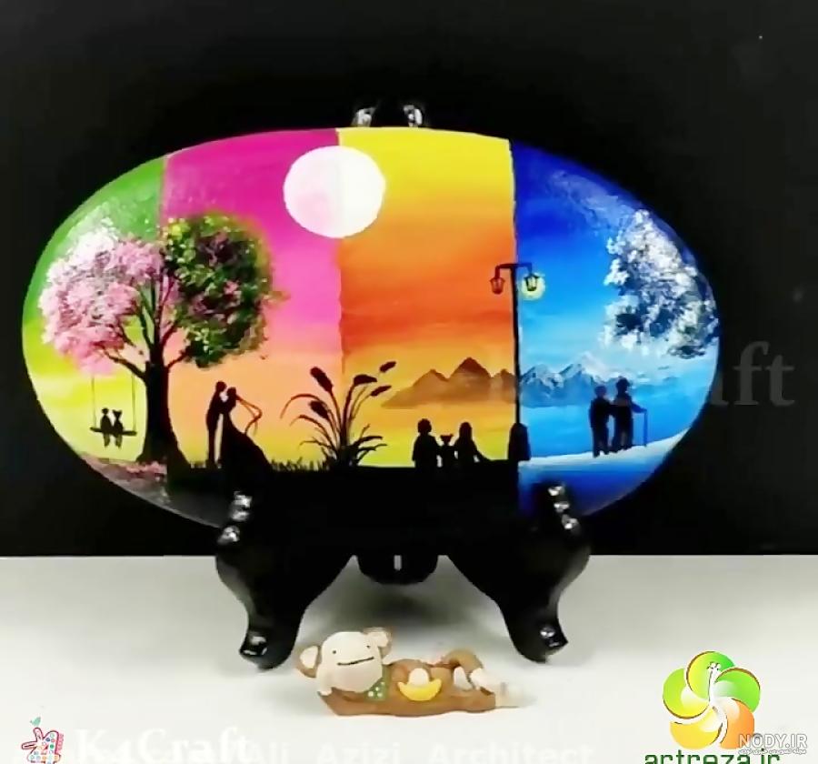 نقاشی بسیار زیبا روی سنگ