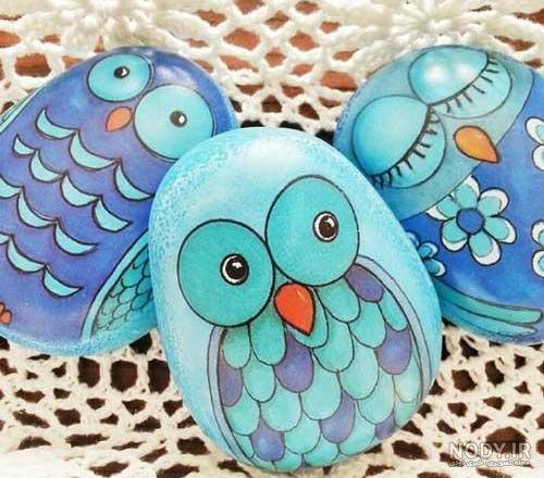 نقاشی روی سنگ با گواش عاشقانه