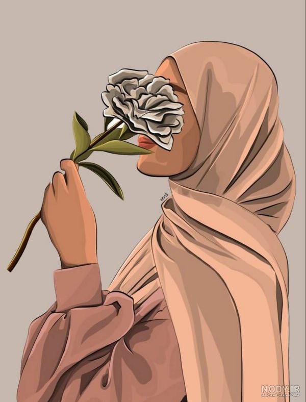 نقاشی دختر با حجاب ساده نقاشی دختر با حجاب ساده