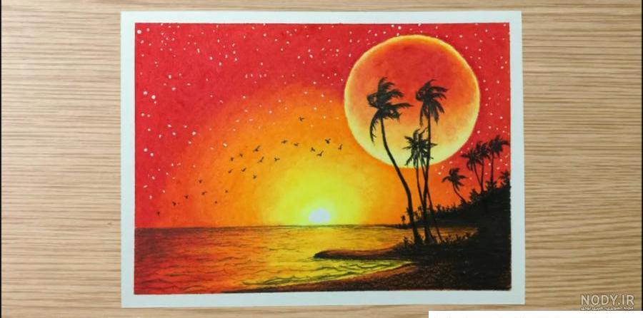 عکس نقاشی طلوع و غروب خورشید