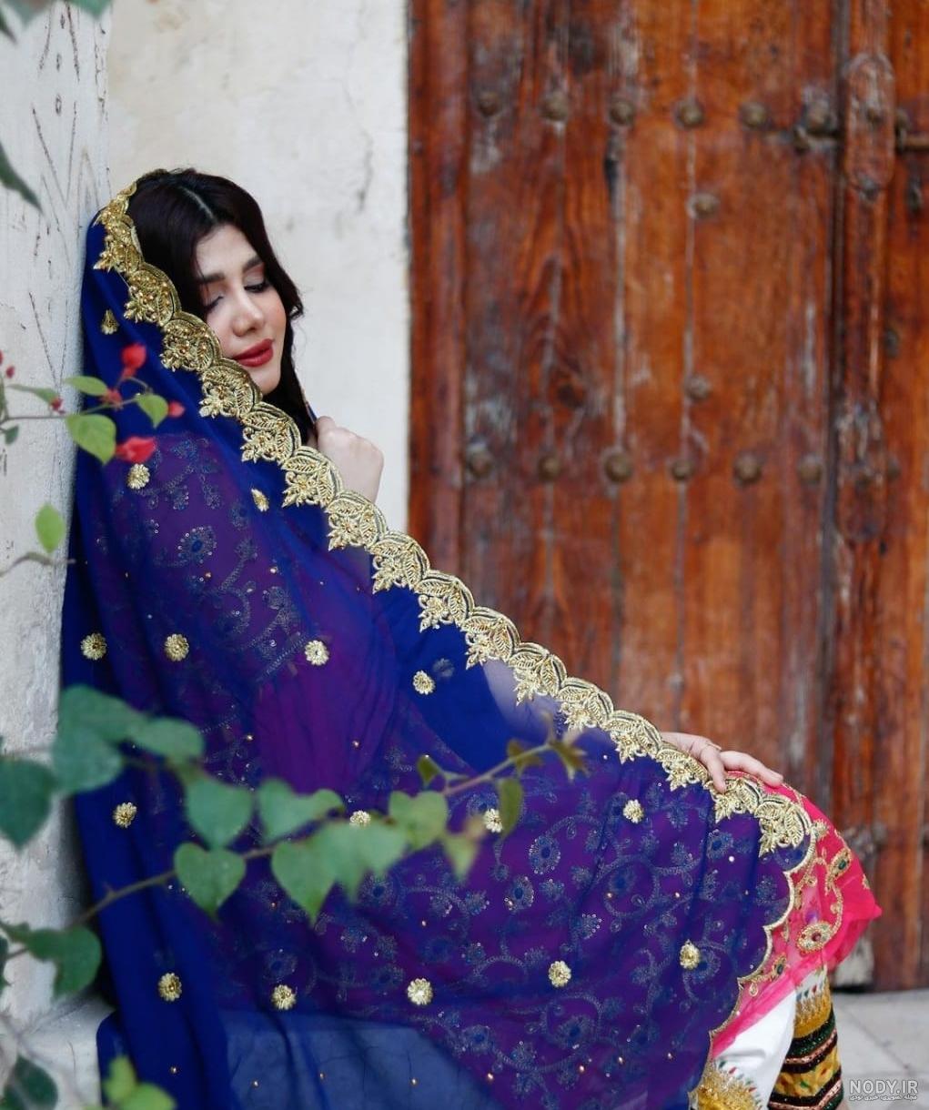 عکس شال بندری با گلابتون