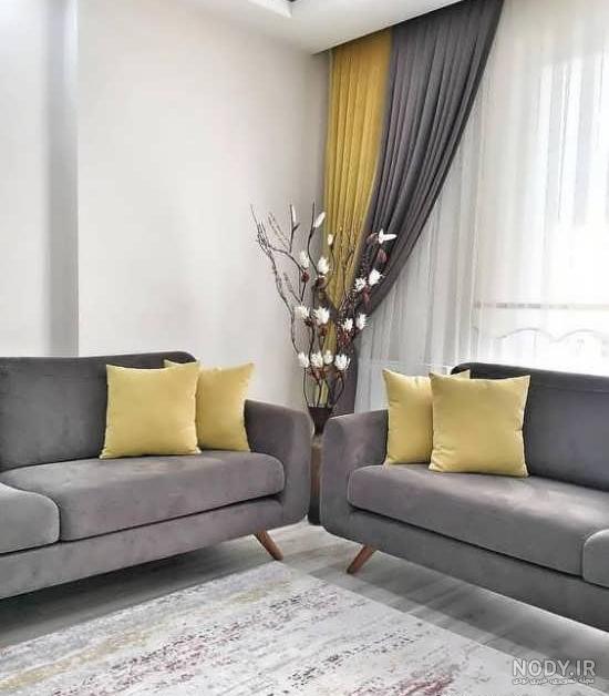 عکس مبل طوسی خردلی