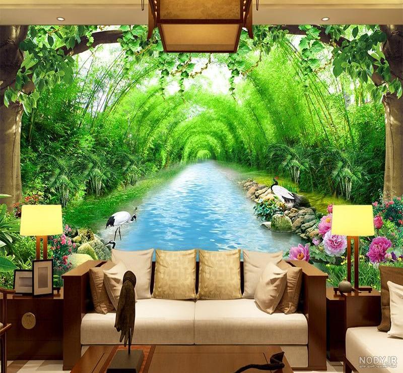عکس کاغذ دیواری سه بعدی برای پذیرایی