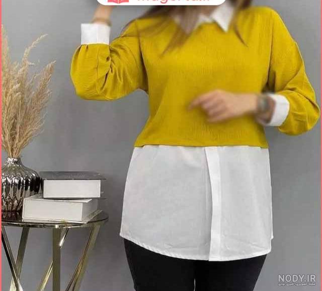 عکس شومیز دخترانه با پارچه ابروبادی