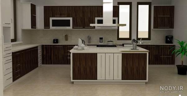 عکس کابینت ام دی اف سفید طلایی