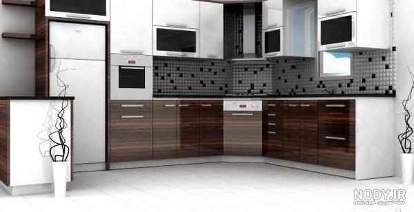 عکس کابینت ام دی اف سفید و طوسی