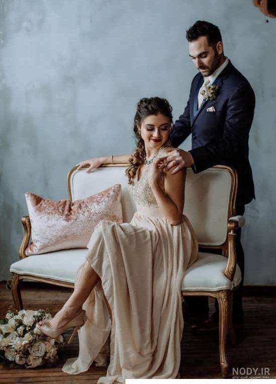 ژست عکس دختر بچه با لباس عروس